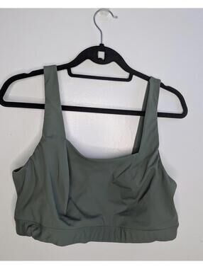 Yitty Sports Bra Womens S/M Green Longline Square Neck Yoga Workout Stretch